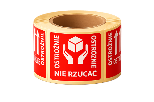 Etykieta z nadrukiem ostrożnie nie rzucać.png