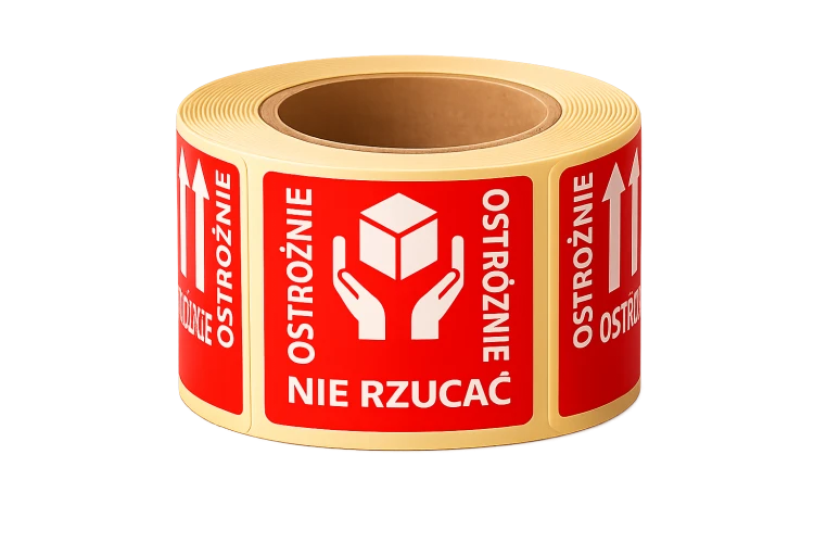 Etykieta z nadrukiem ostrożnie nie rzucać.png