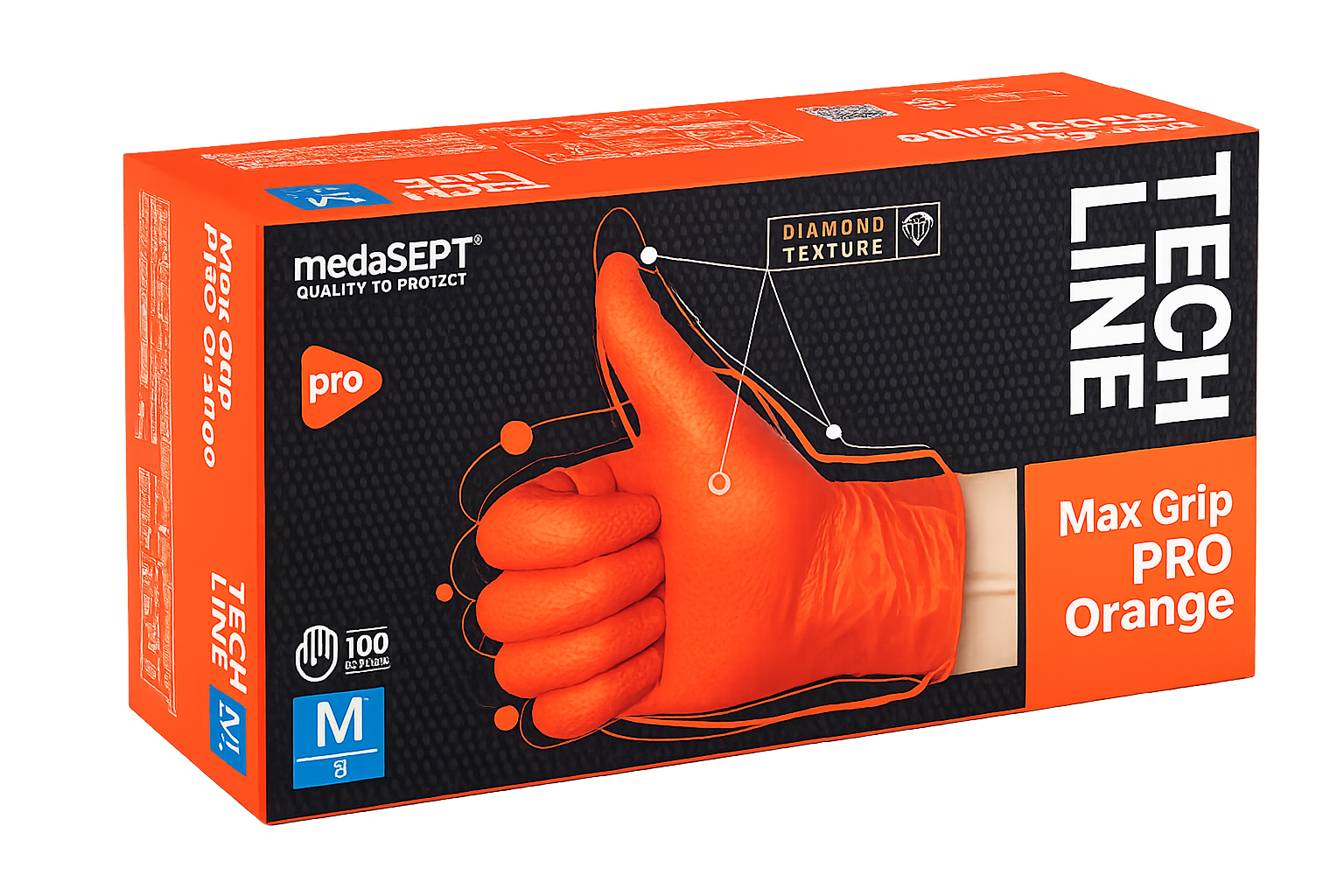 Rękawice nitrylowe MAX GRIP pomarańczowe rozm.M 100szt.