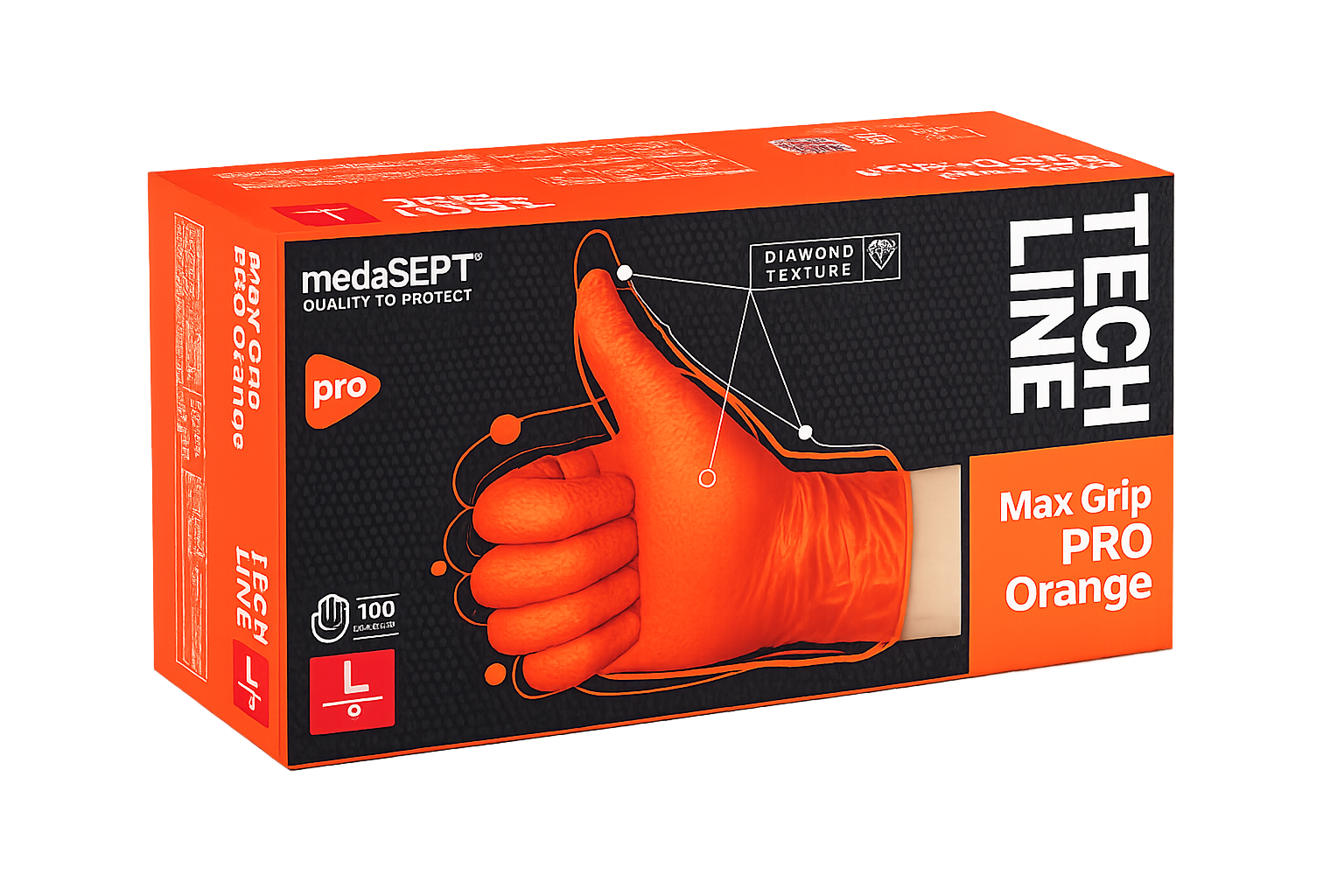 Rękawice nitrylowe MAX GRIP pomarańczowe rozm.L 100szt.