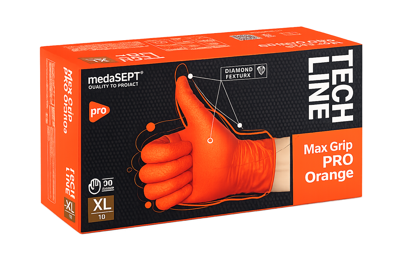 Rękawice nitrylowe MAX GRIP pomarańczowe rozm.XL 100szt.