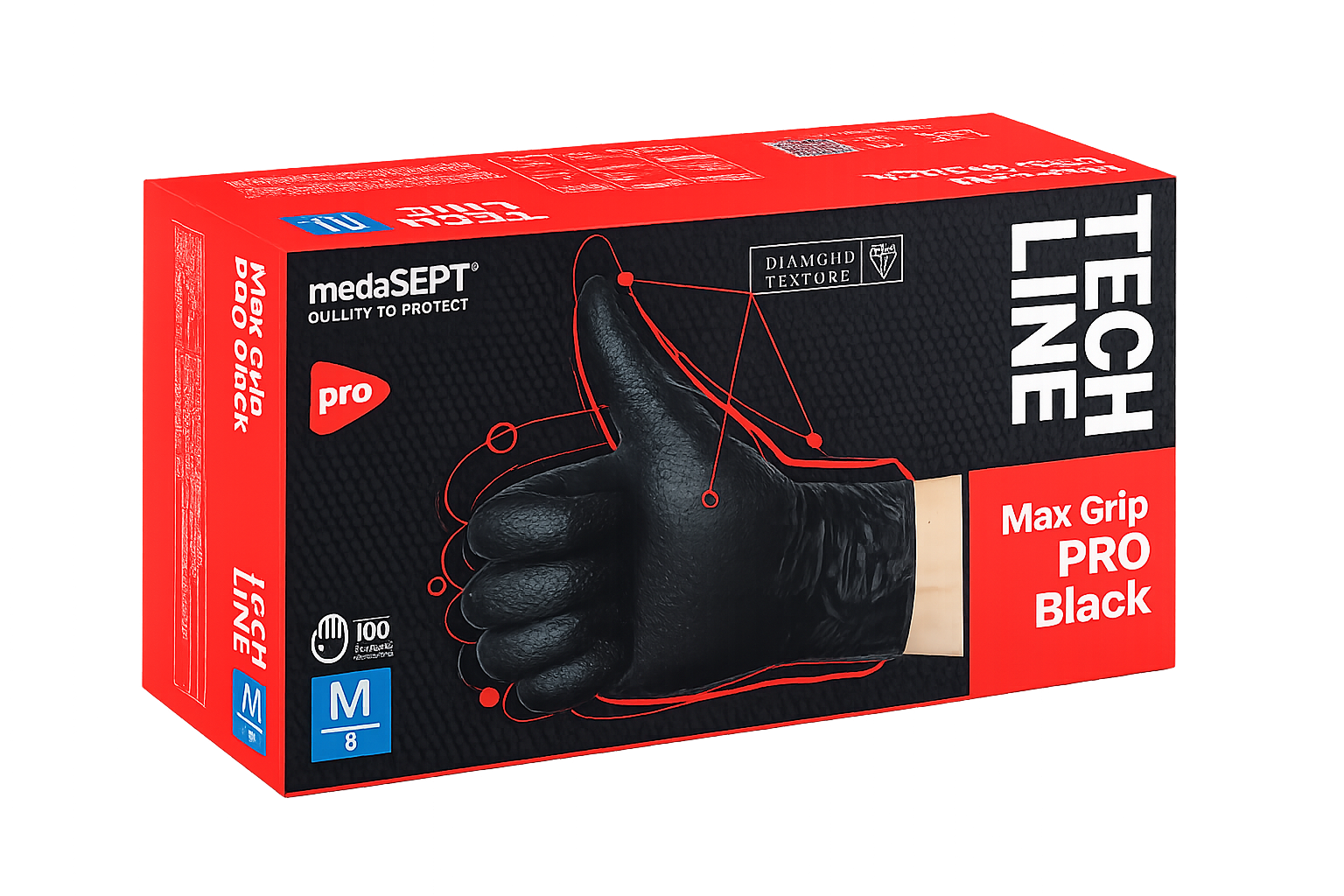 Rękawice nitrylowe MAX GRIP czarne rozm.M 100szt.
