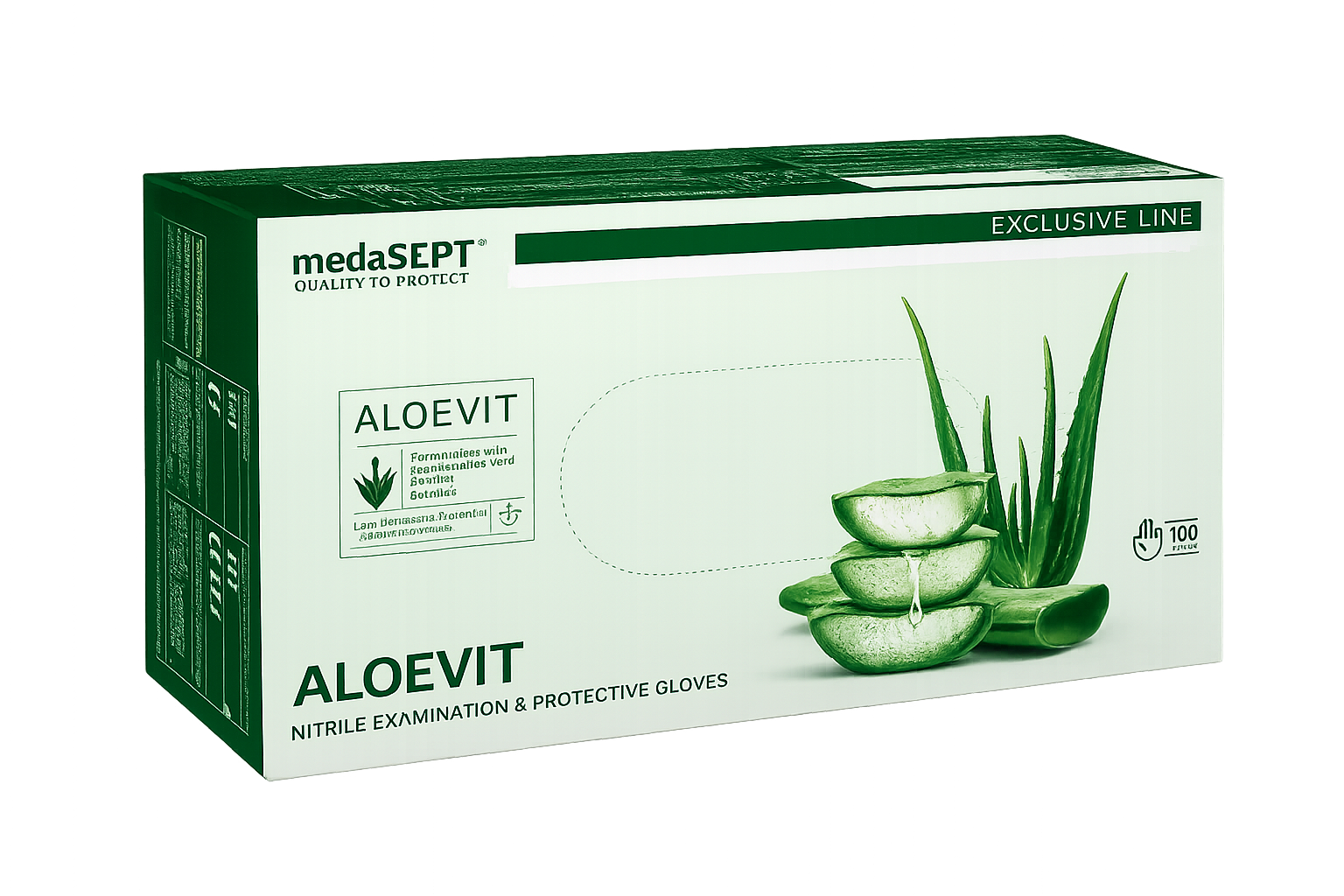 Rękawice nitrylowe ALOEVIT zielone rozm.M 100szt.