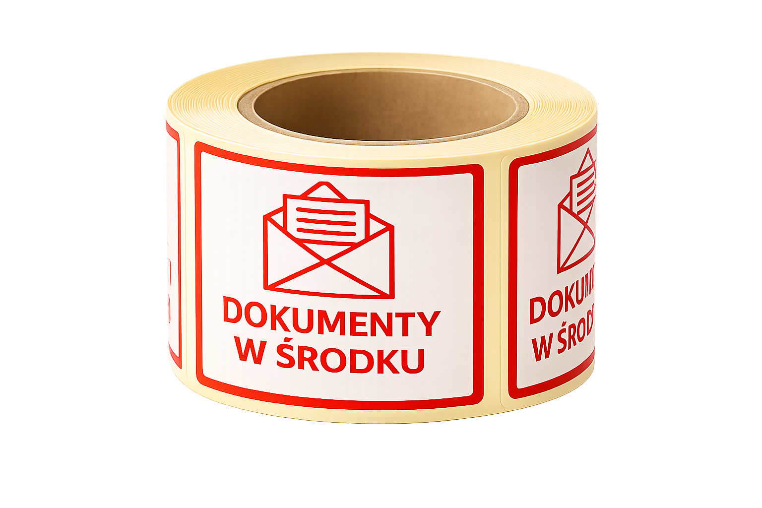 Etykieta z nadrukiem DOKUMENTY W ŚRODKU 8x8cm 100szt.