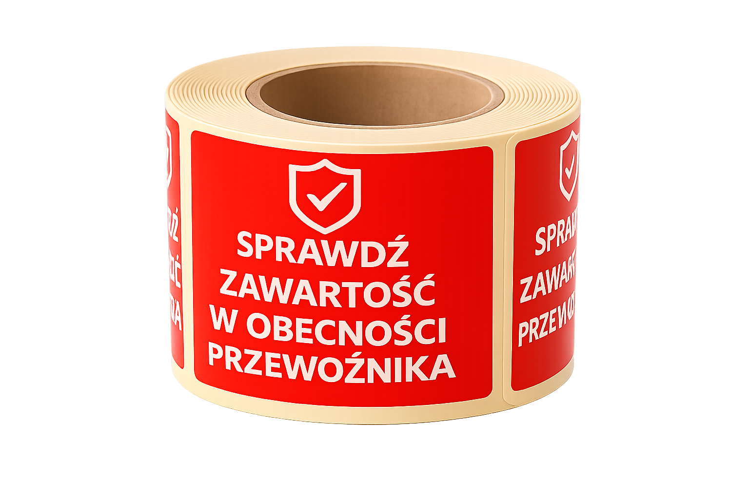 Etykieta z nadrukiem SPRAWDŹ ZAWARTOŚĆ 8x8cm 100szt.
