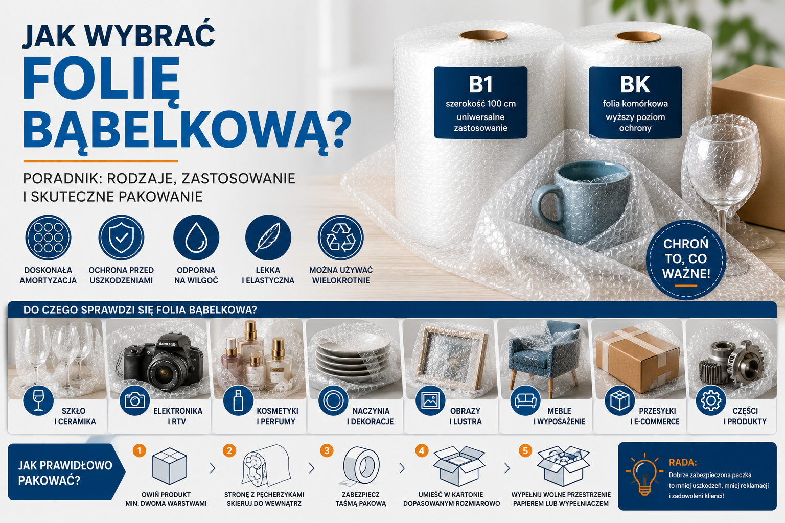 Jak wybrać odpowiednią folię bąbelkową? Praktyczny poradnik dla sklepów internetowych, firm i klientów indywidualnych
